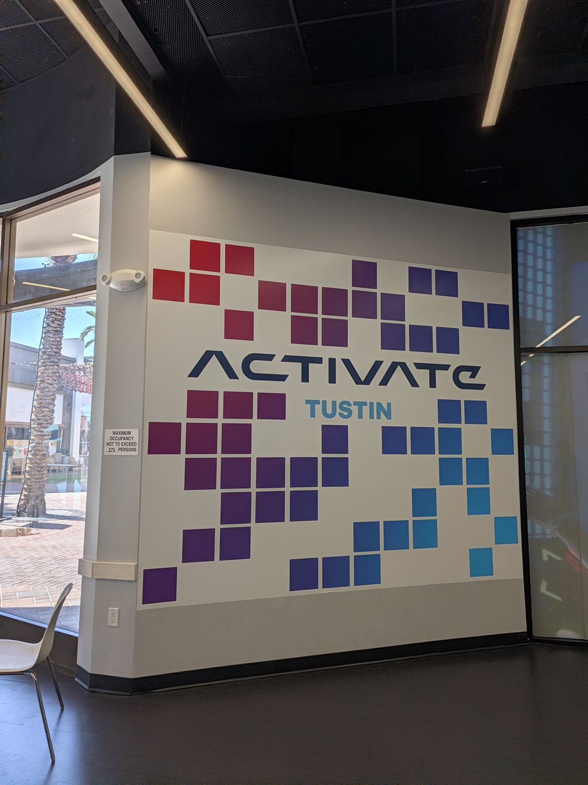 Activate Tustin logo wall in the lobby