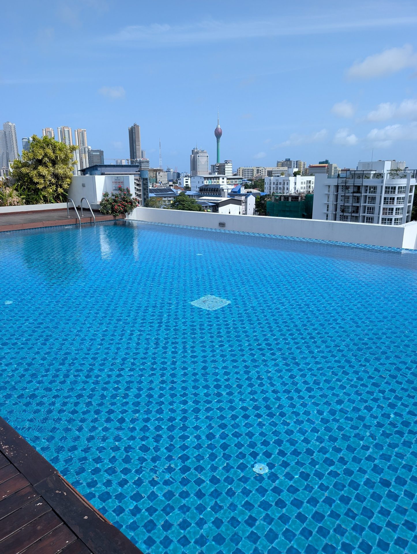 View of the Lotus Tower from the Capitol Elite rooftop pool
