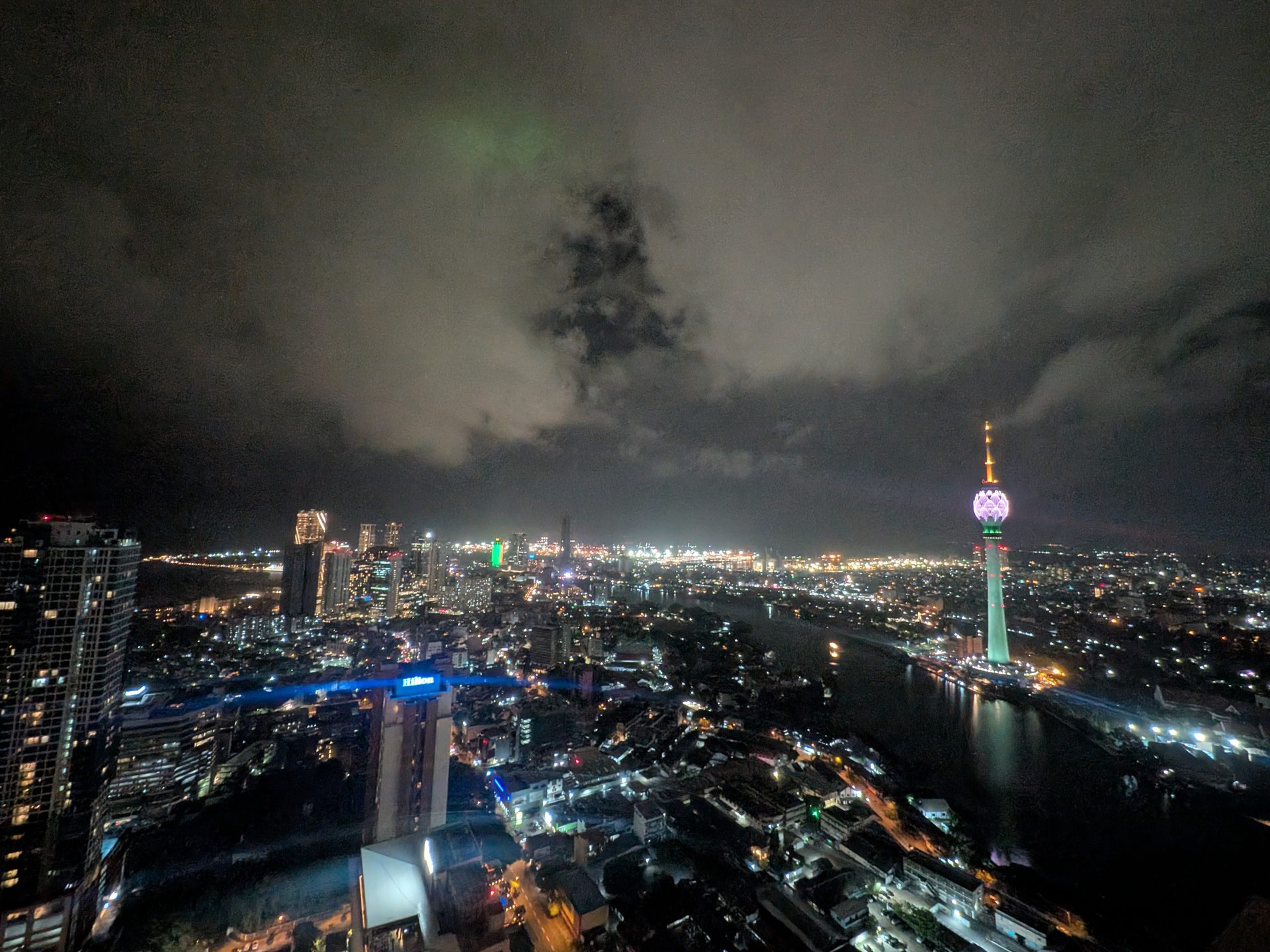 Colombo night skyline from the Tri-Zen rooftop