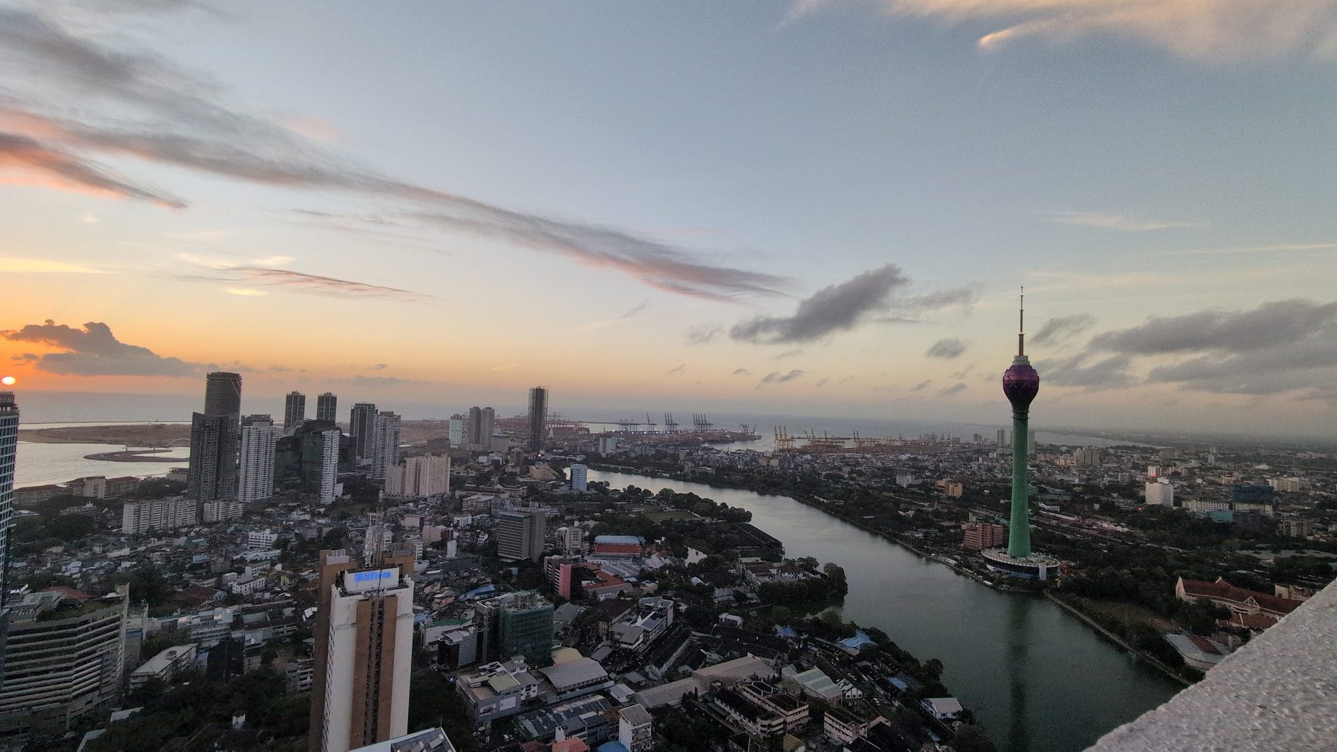 Sunset over Colombo and Beira Lake from Tri-Zen