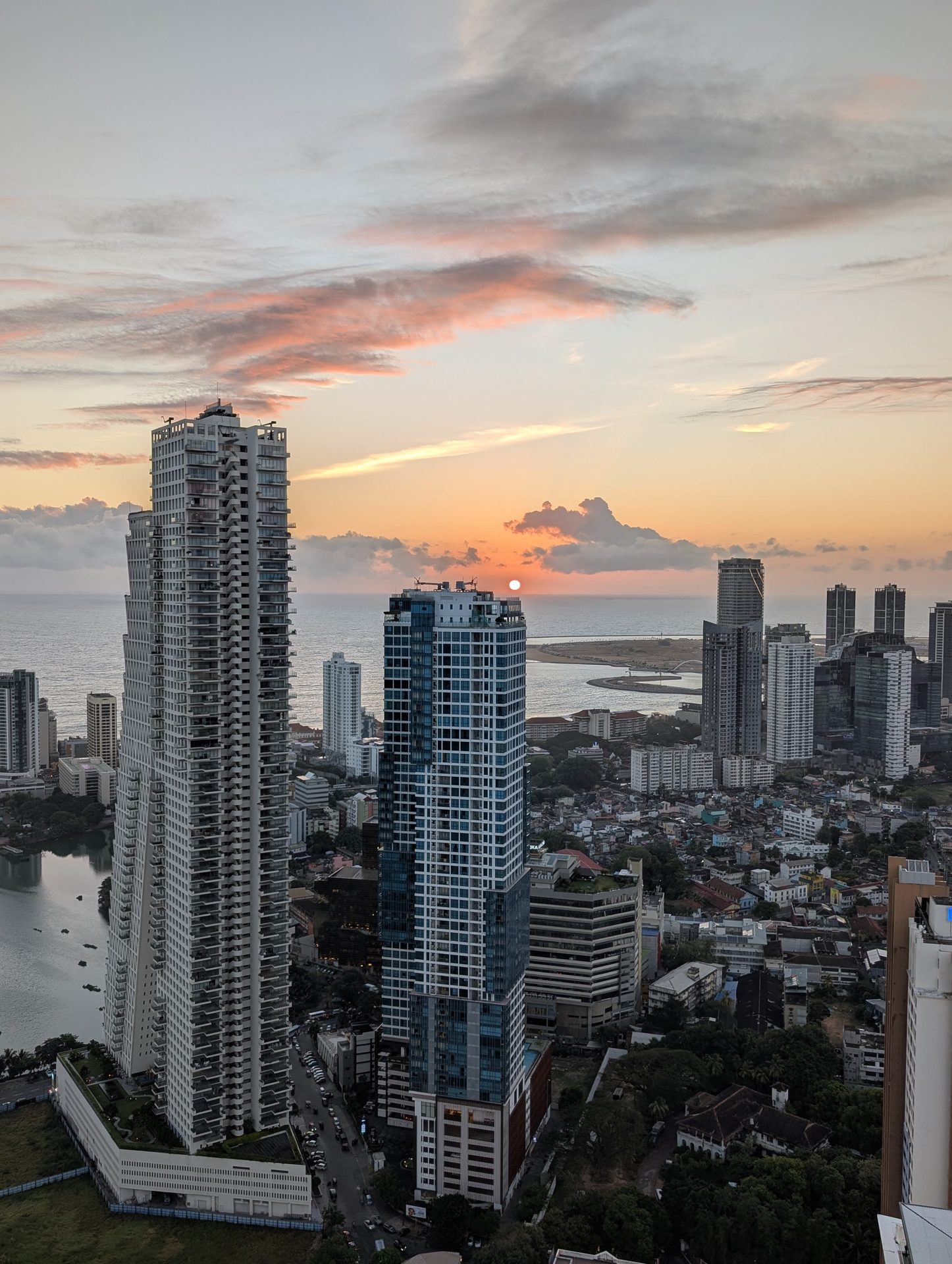 Colombo towers at sunset seen from Tri-Zen