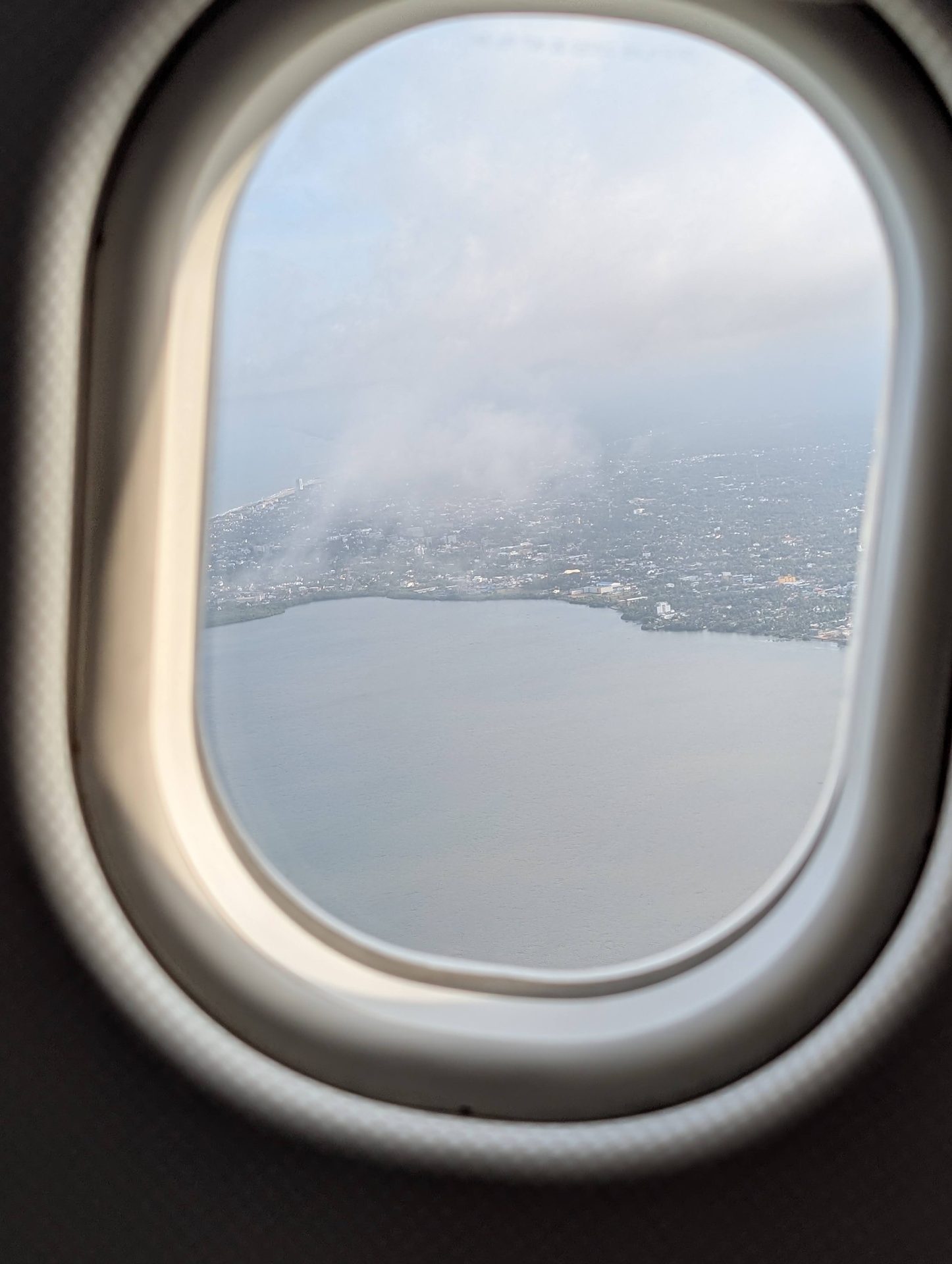 View of the Sri Lankan coast from the window after takeoff from Colombo