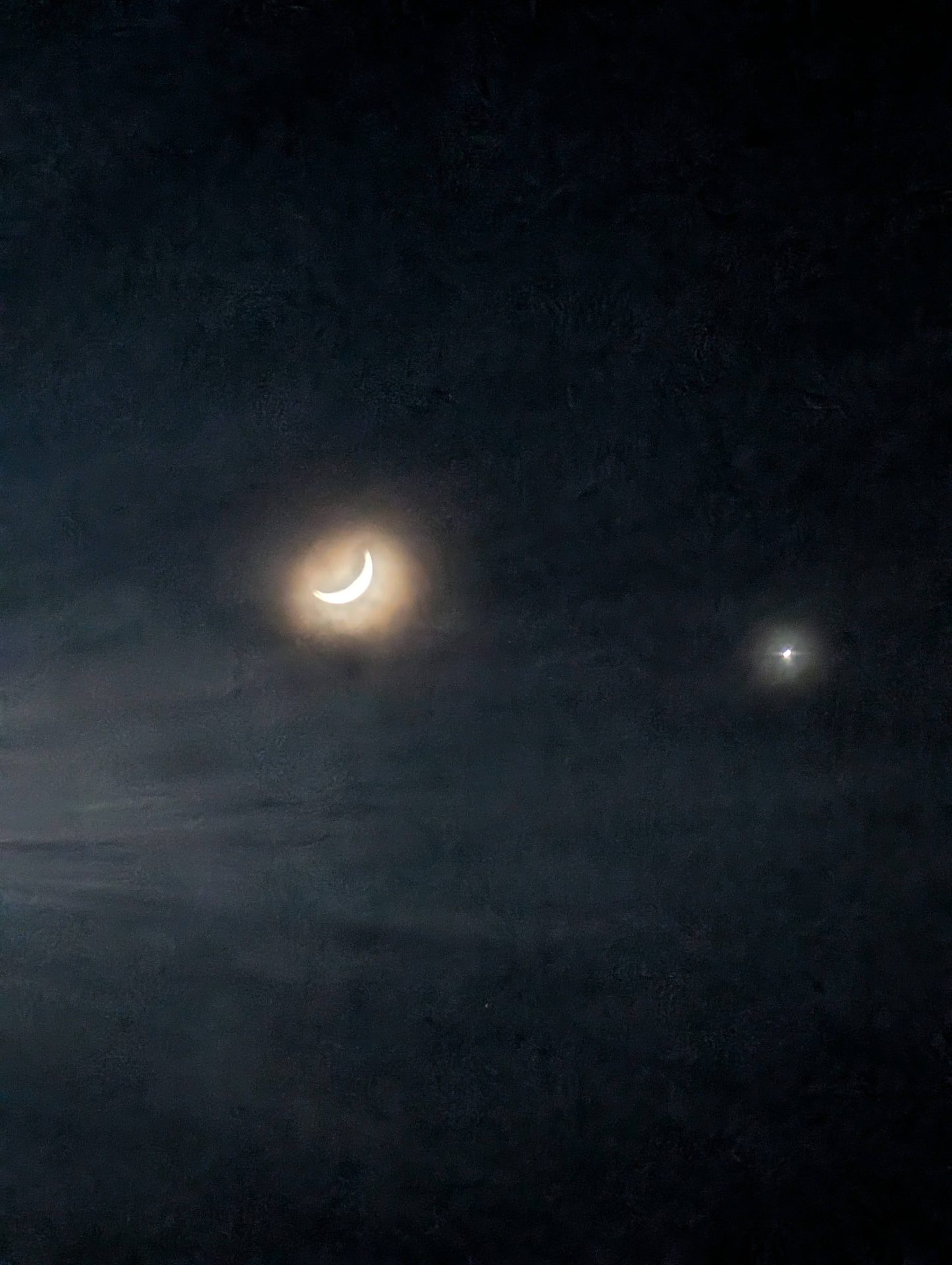 Crescent moon over Pasikudah at night