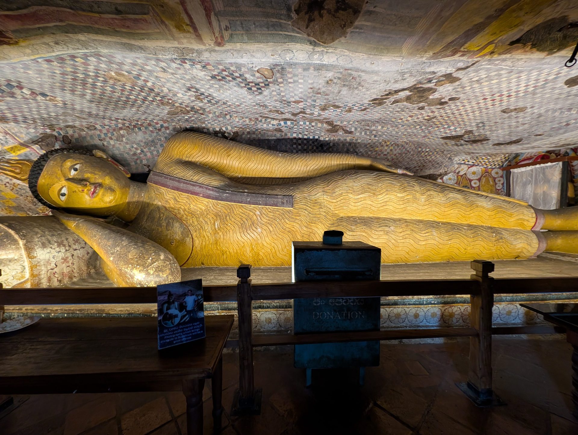 Golden reclining Buddha at Dambulla Cave Temple