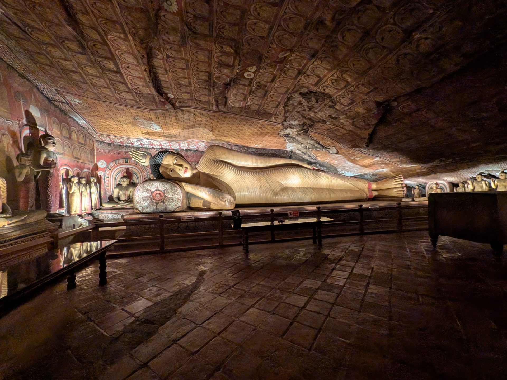 Reclining Buddha inside the largest Dambulla cave