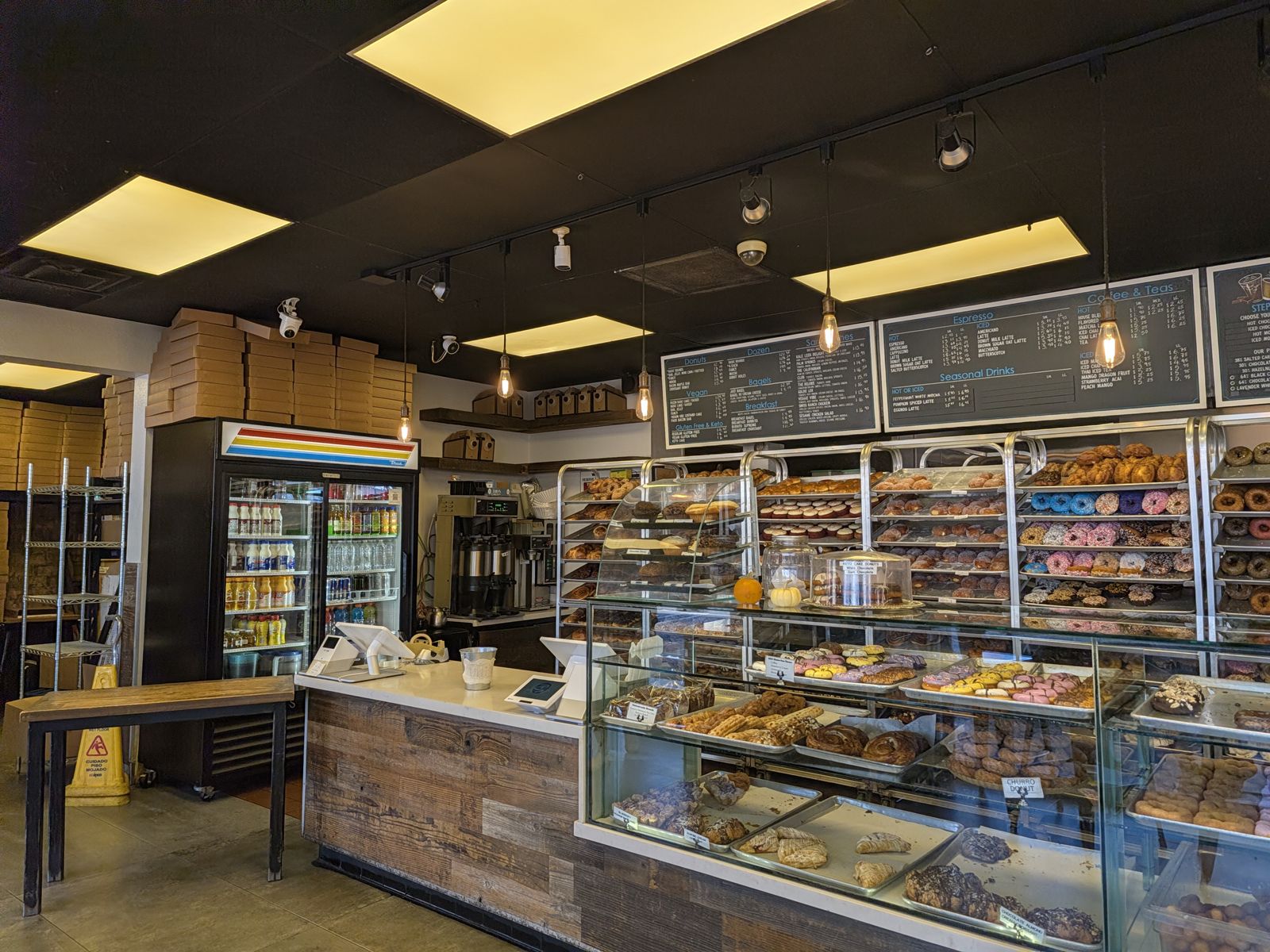 Order counter and donut display at The Donuttery