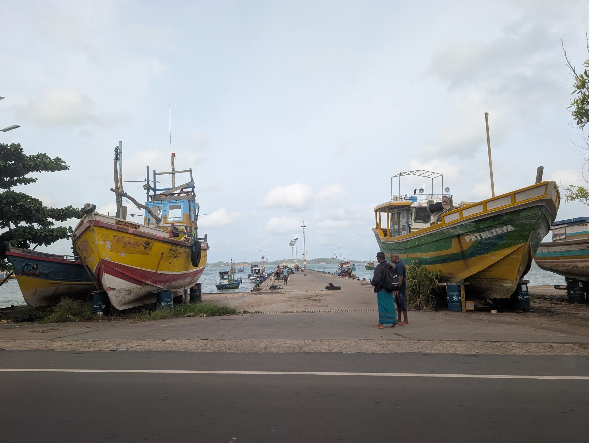 Colorful fishing boats on the south coast of Sri Lanka