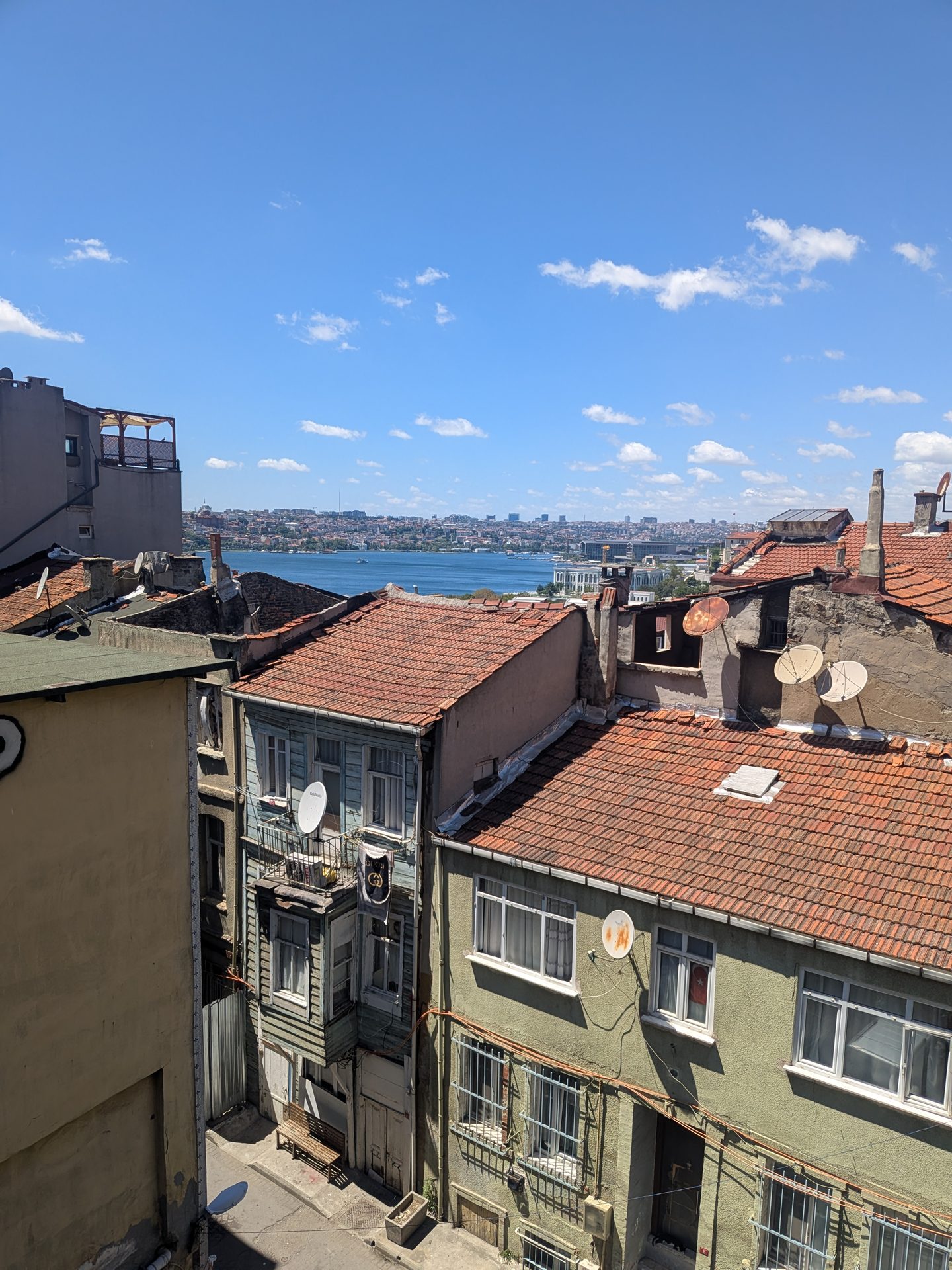 Old houses and red roofs in Galata above the Golden Horn