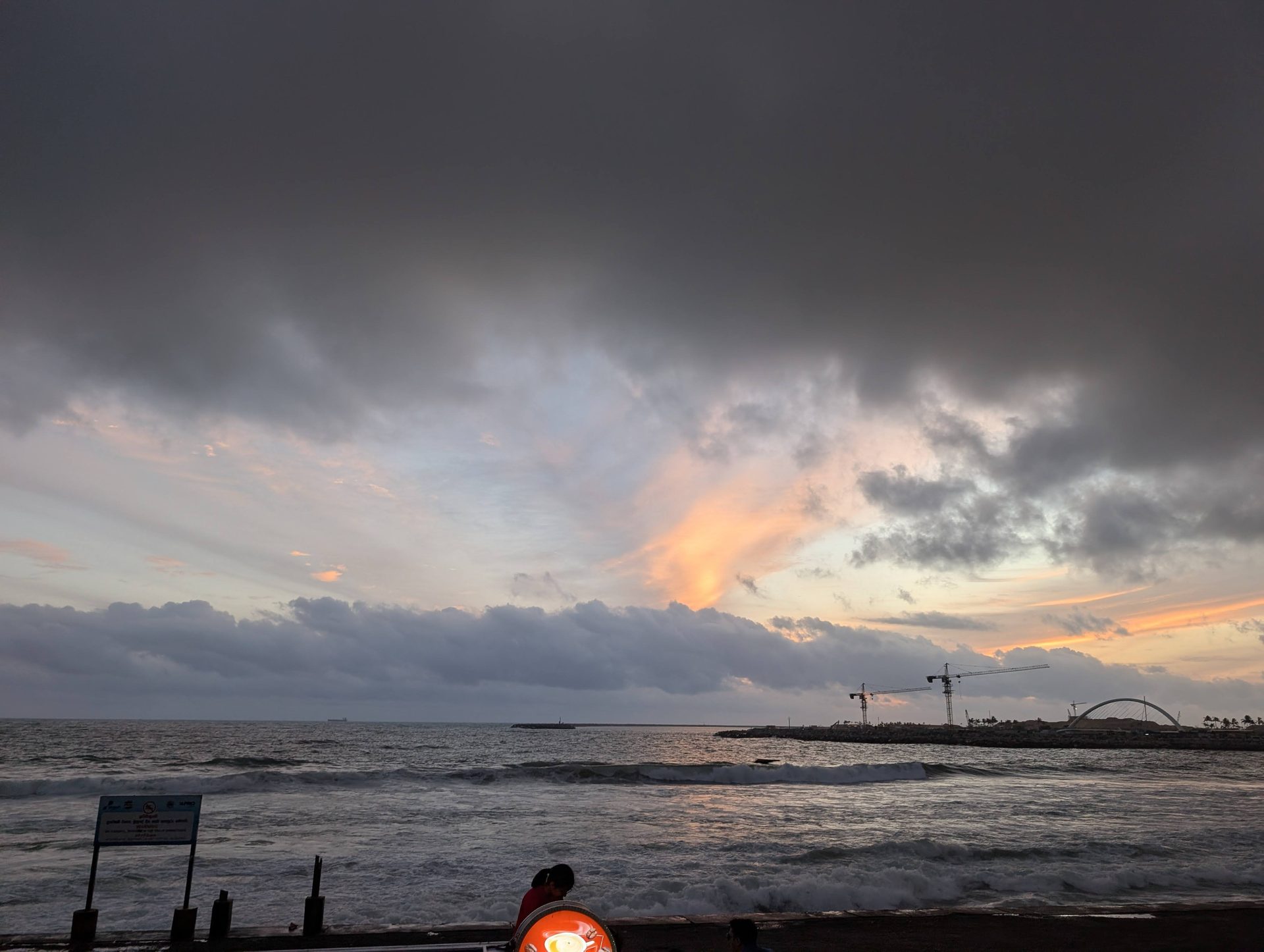 Sunset over the sea from Galle Face Green