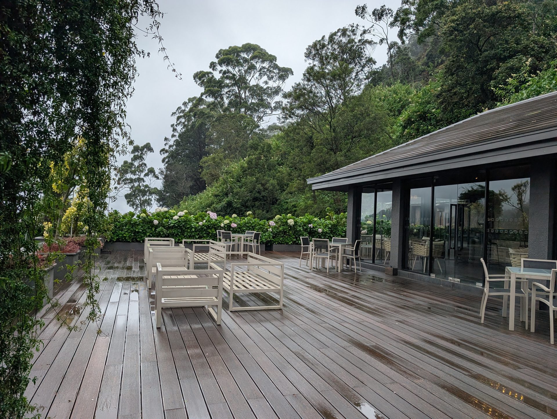 Outdoor deck at The Golden Ridge Hotel