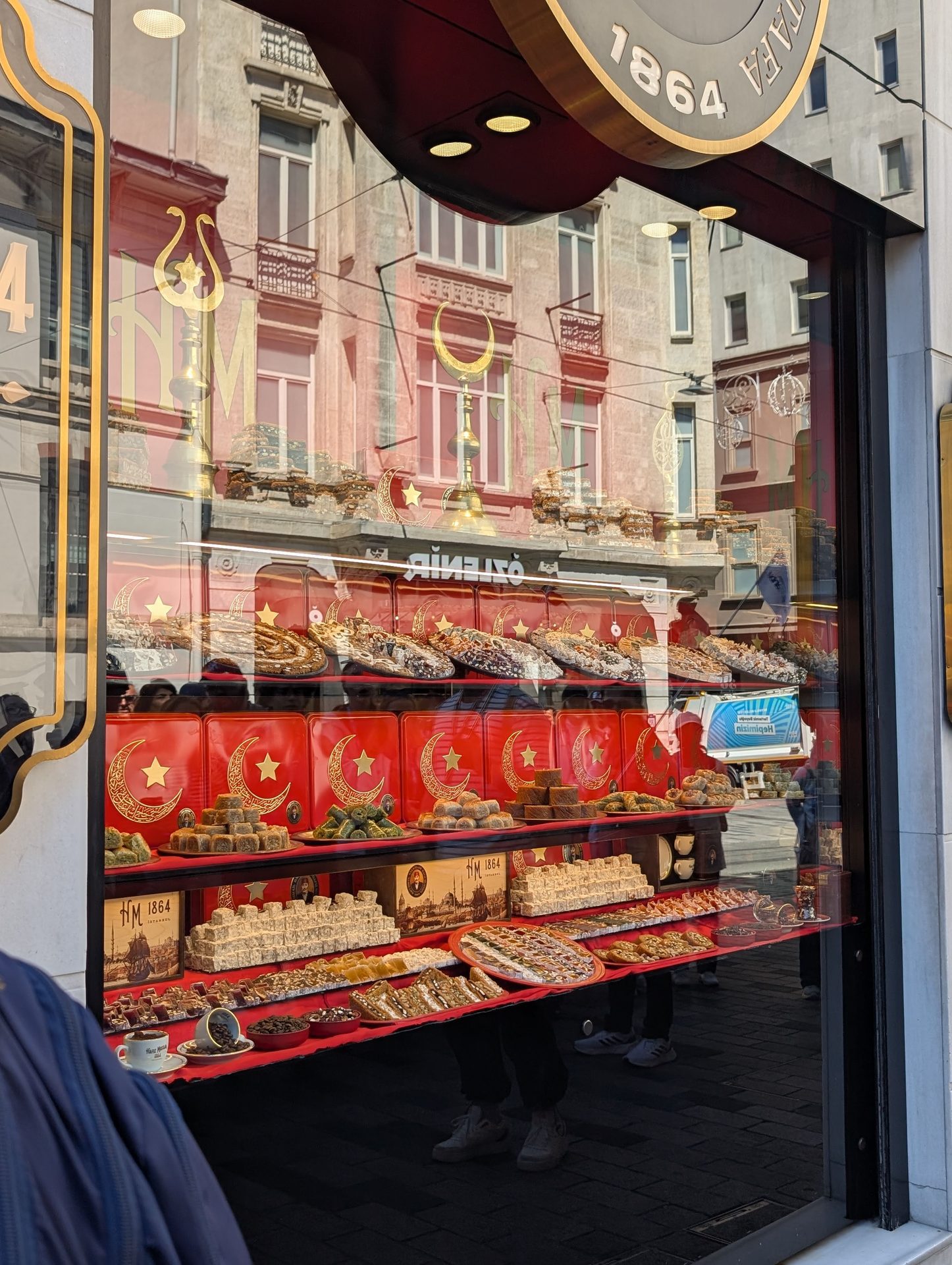 Turkish delight and baklava in the window of Hafız Mustafa on İstiklal Avenue