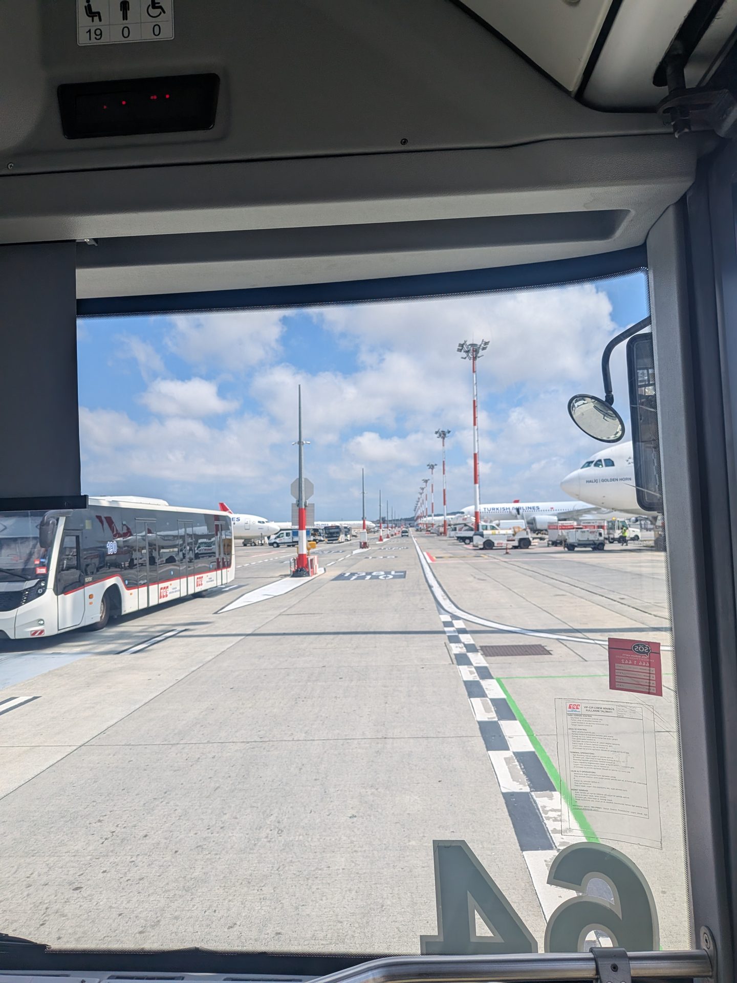 Bus transfer across the apron at Istanbul Airport