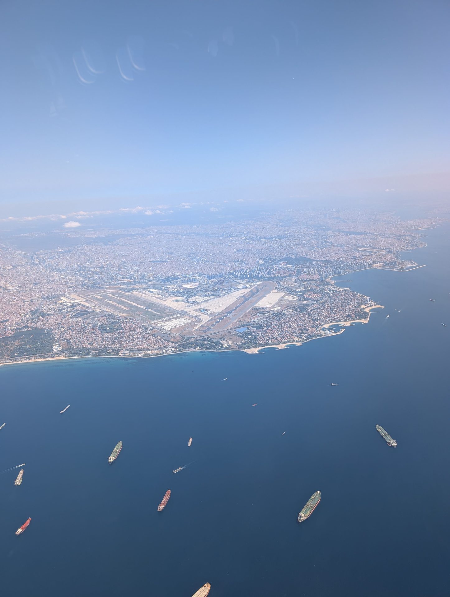 Ships in the sea on approach to Istanbul