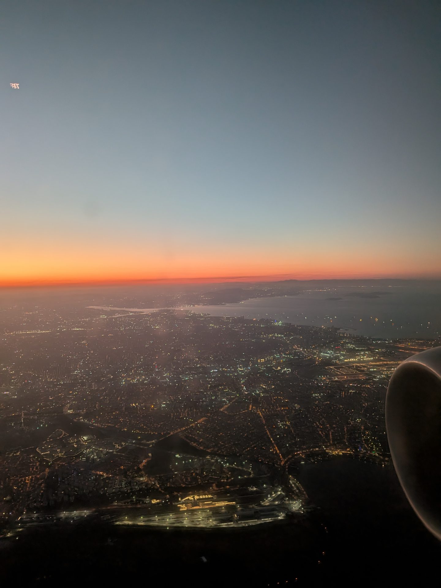 Sunrise over Istanbul on approach to Istanbul Airport