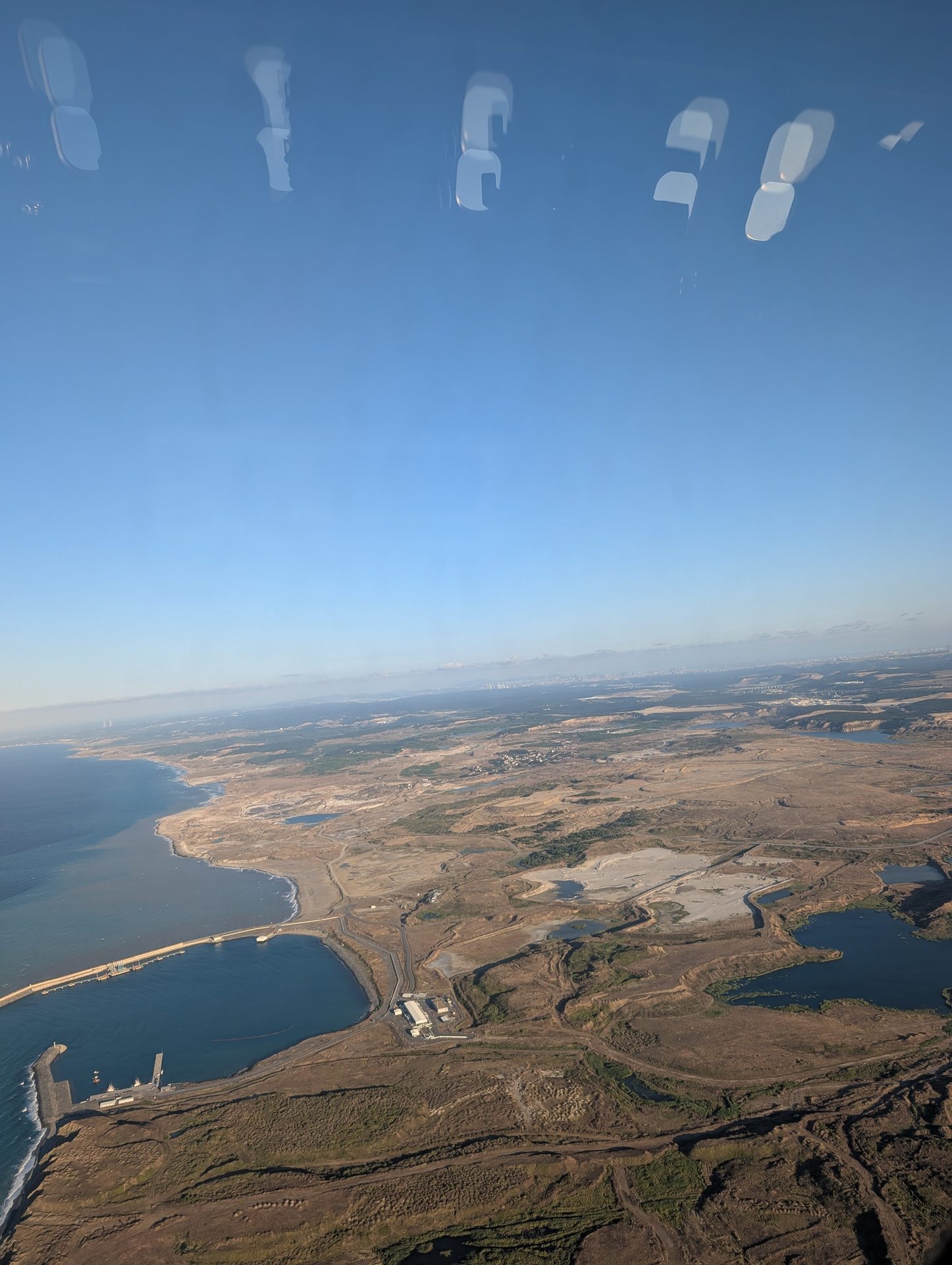 View of the Black Sea coast after takeoff from Istanbul Airport