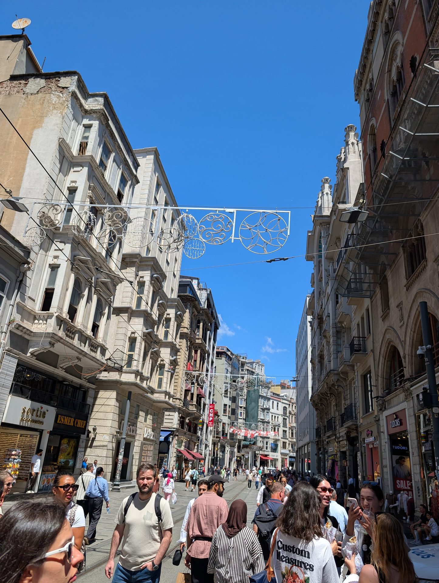 Historic buildings and shoppers on İstiklal Avenue