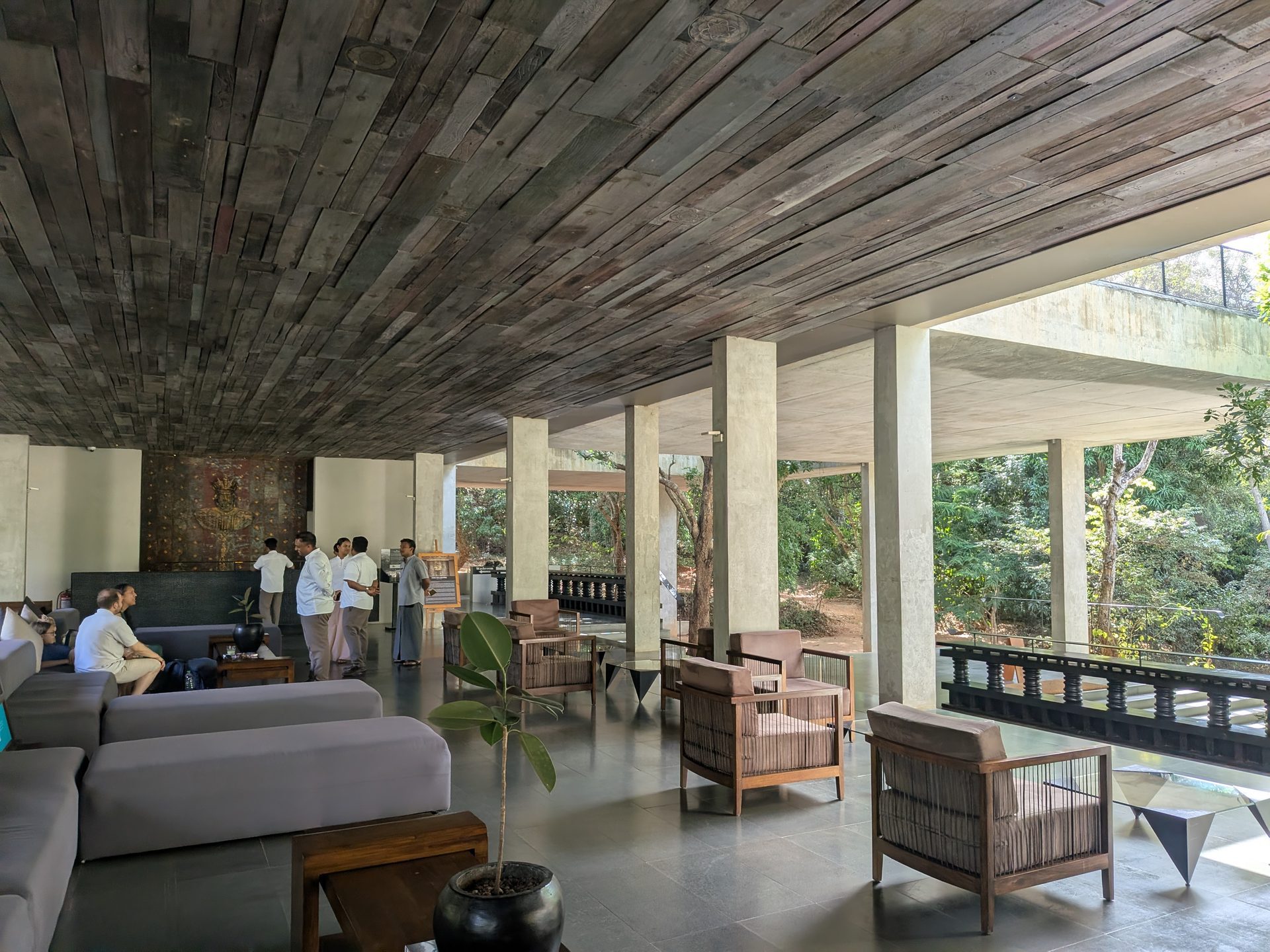 Open-air lobby at Jetwing Lake in Dambulla