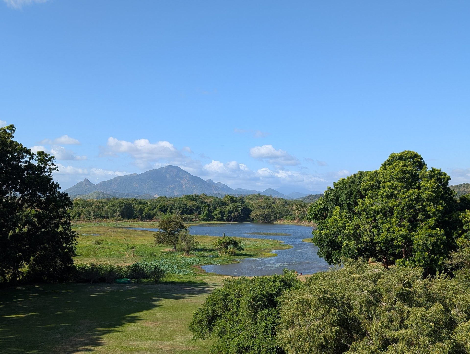 Morning view of the lake and mountains from Jetwing Lake