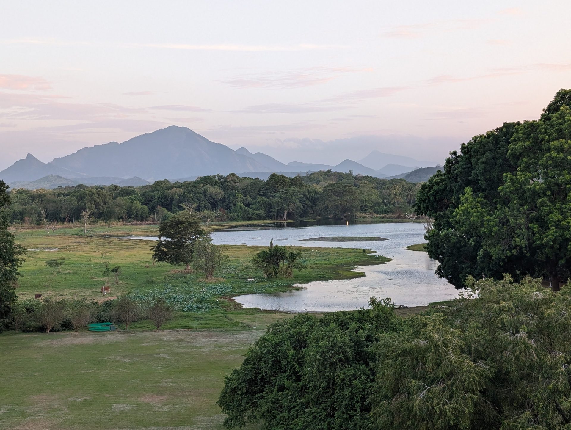 Sunset over the lake and mountains at Jetwing Lake
