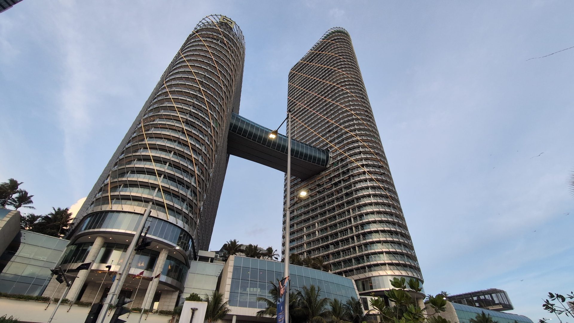 One Galle Face towers next to Galle Face Green
