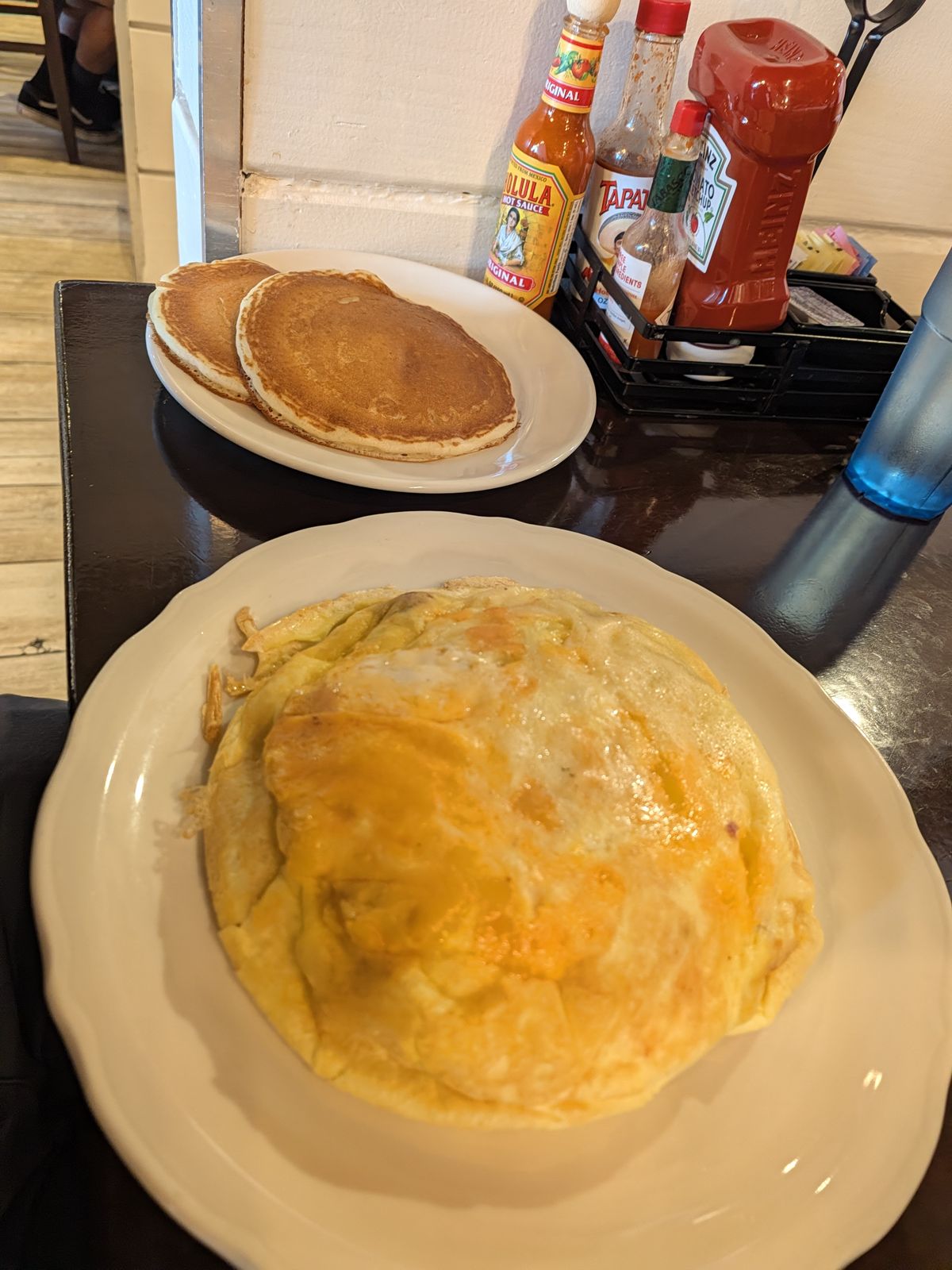 Irish omelette served with buttermilk pancakes at The Original Pancake House