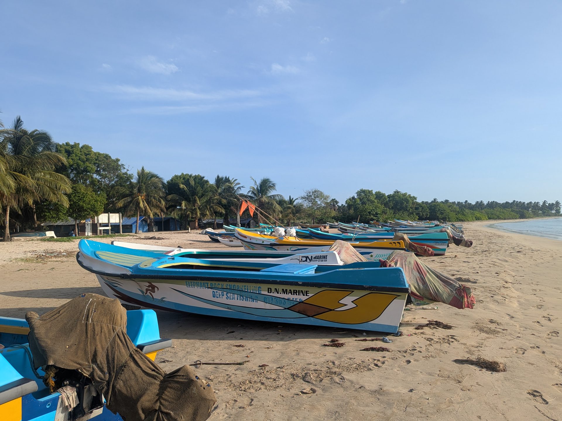 Close-up of a fishing boat on Pasikudah beach