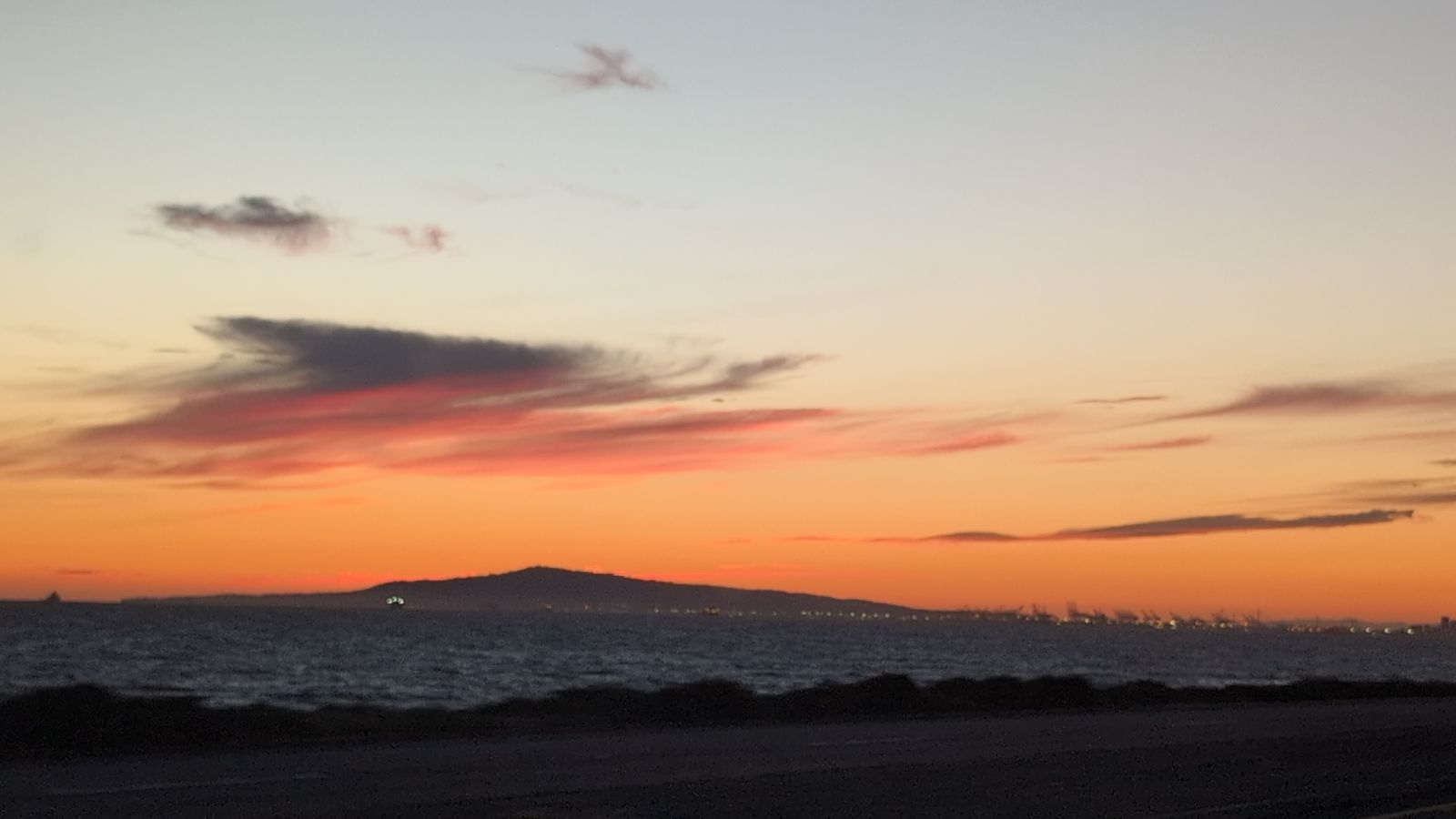 Sunset over Catalina Island seen from Pacific Coast Highway