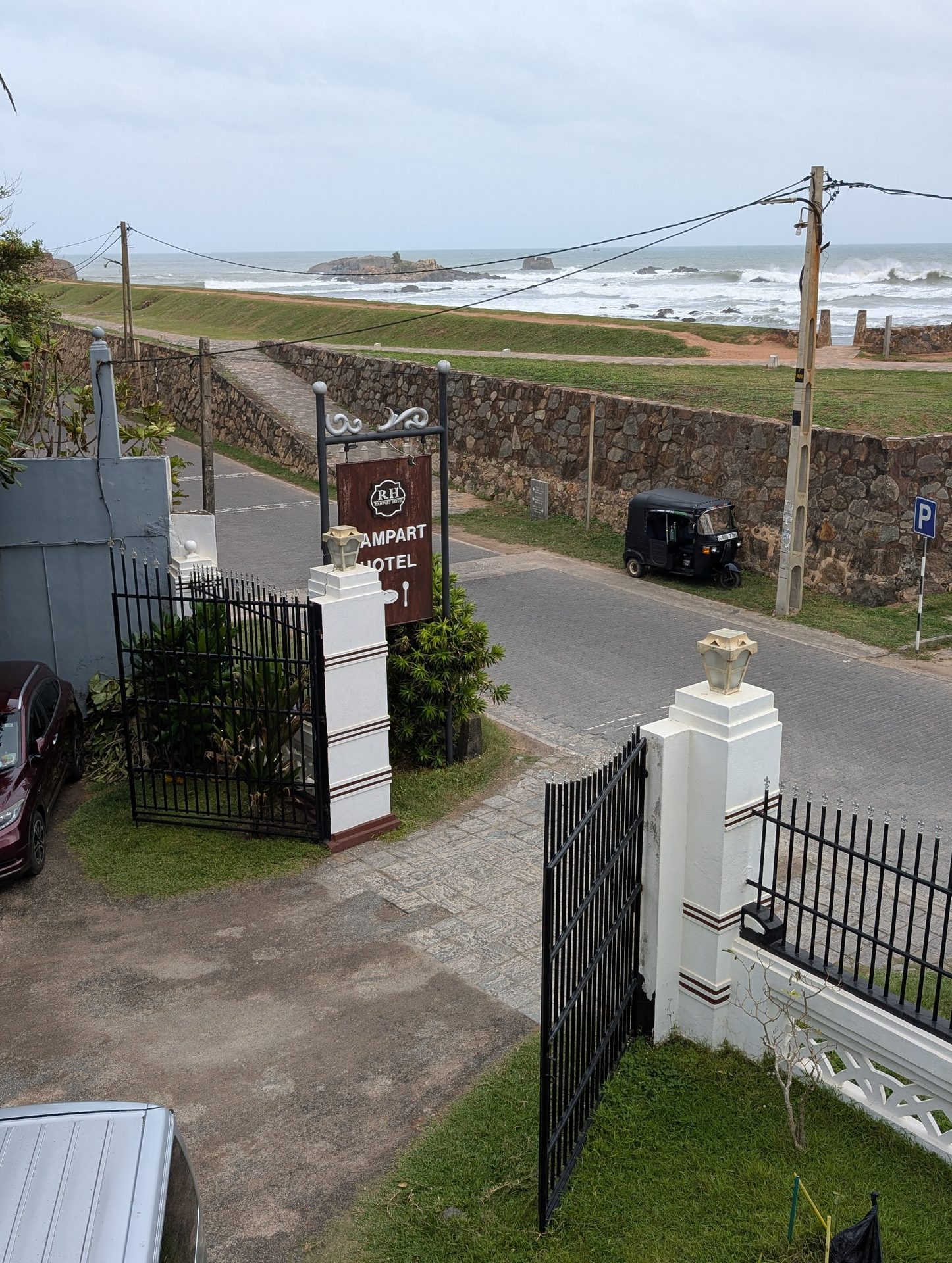 Rampart Hotel gate on Rampart Street in Galle