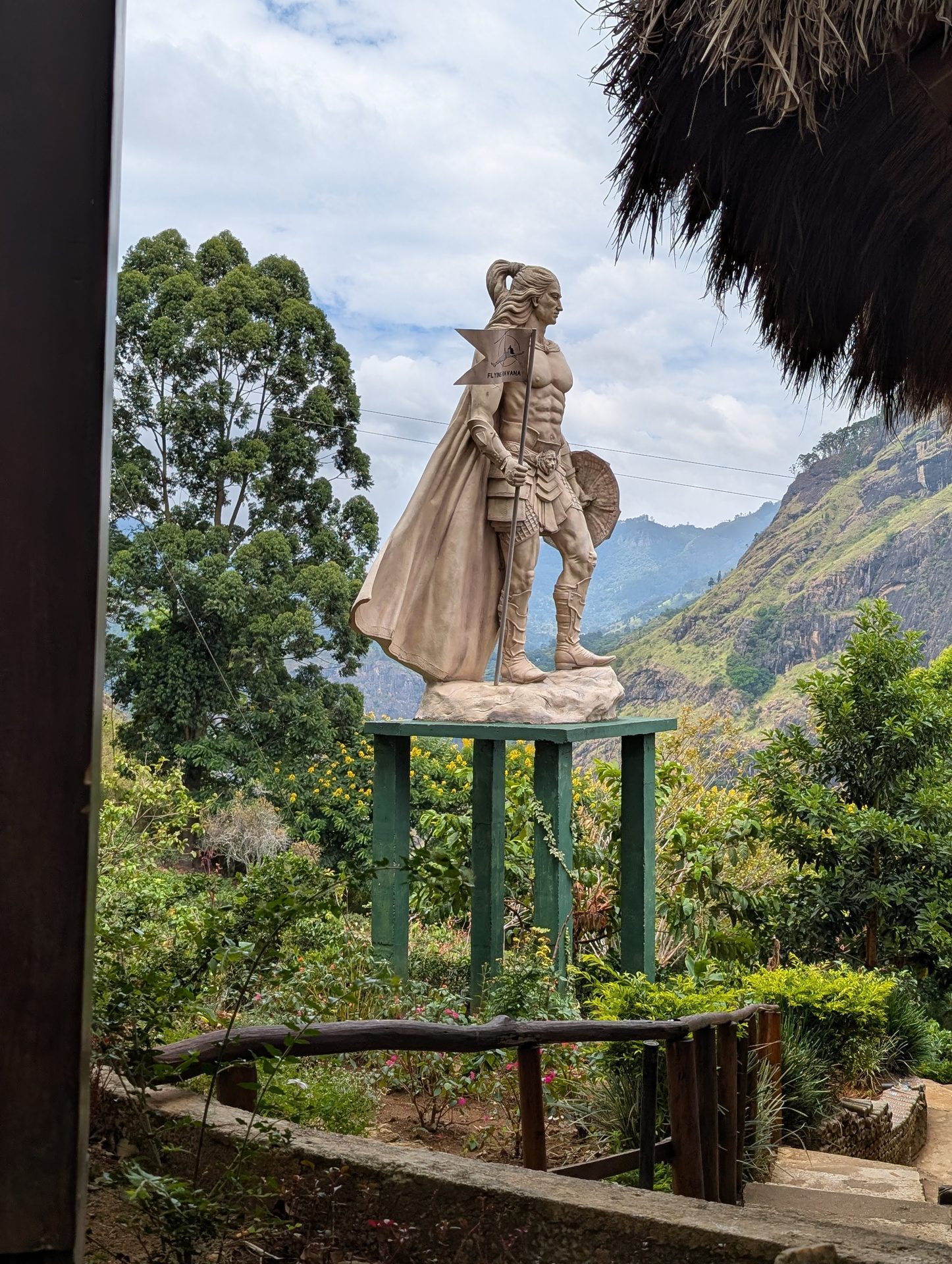 Ravana statue overlooking the valley near Little Adam's Peak