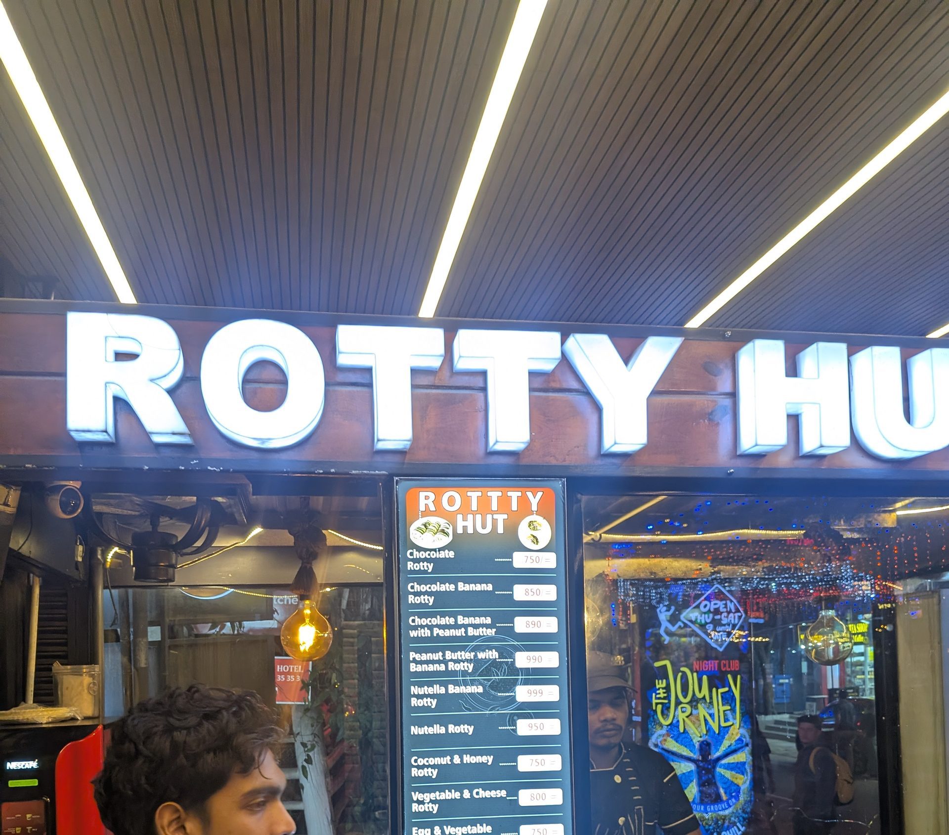 Rotty Hut stall with a menu of sweet and savory rotty in Ella