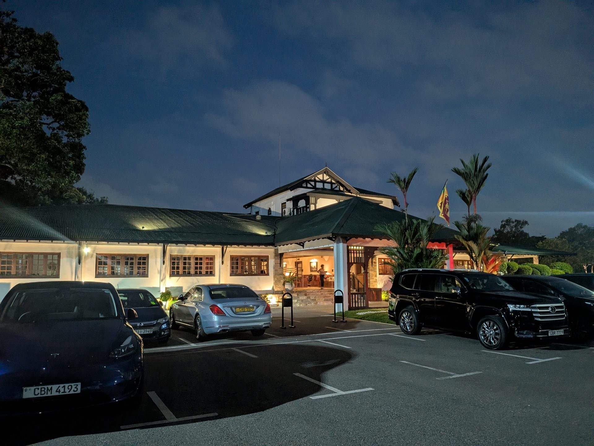 Royal Colombo Golf Club clubhouse at night