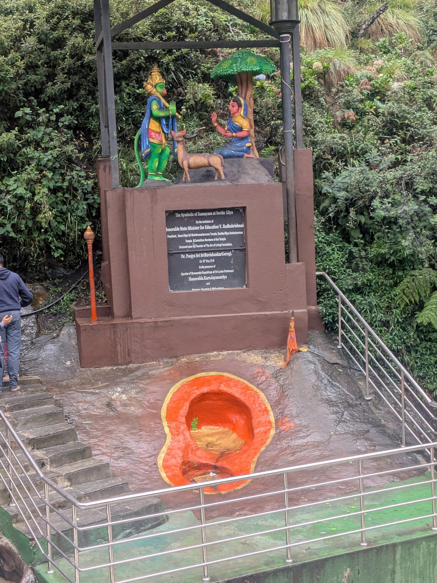 Painted Hanuman footprint at the Seetha Amman Temple