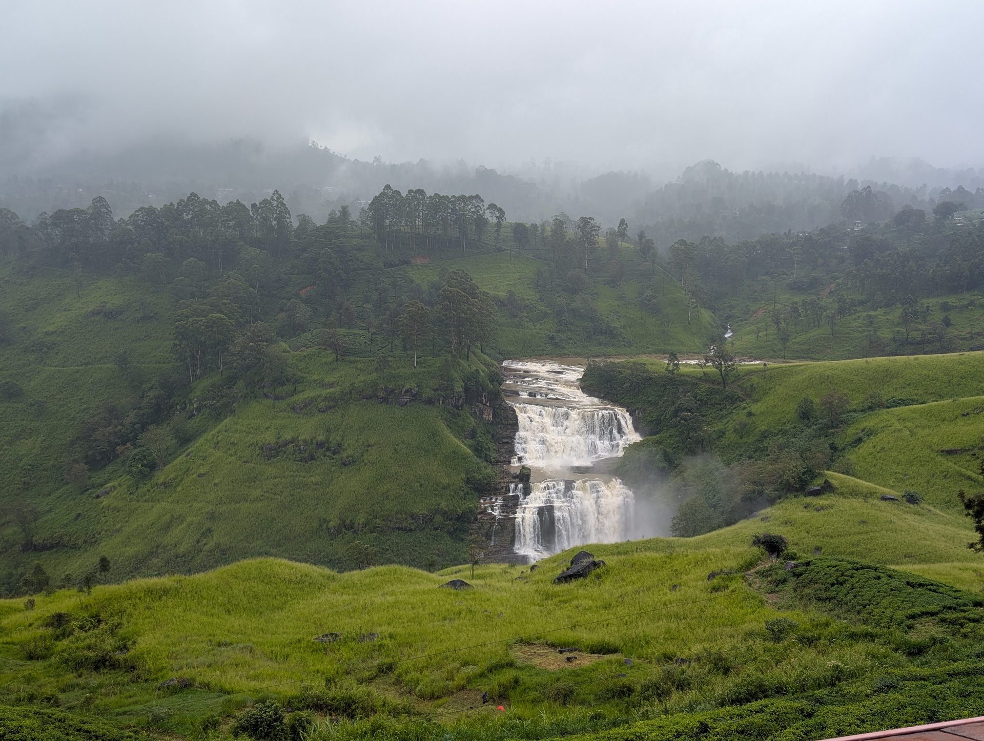 St. Clair's Falls and tea fields from the A7 viewpoint