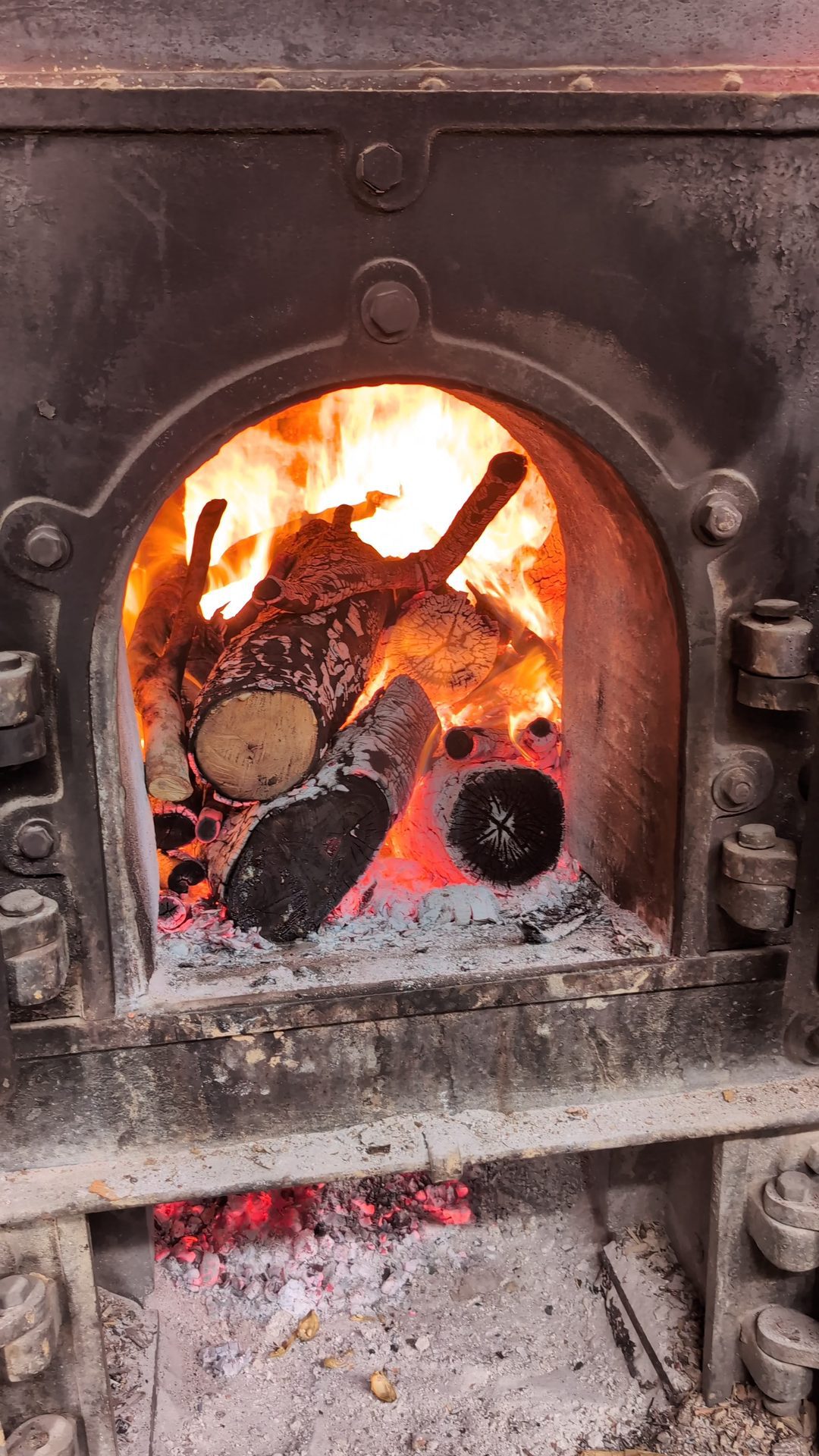 Wood-fired furnace used for drying tea at Kinellan