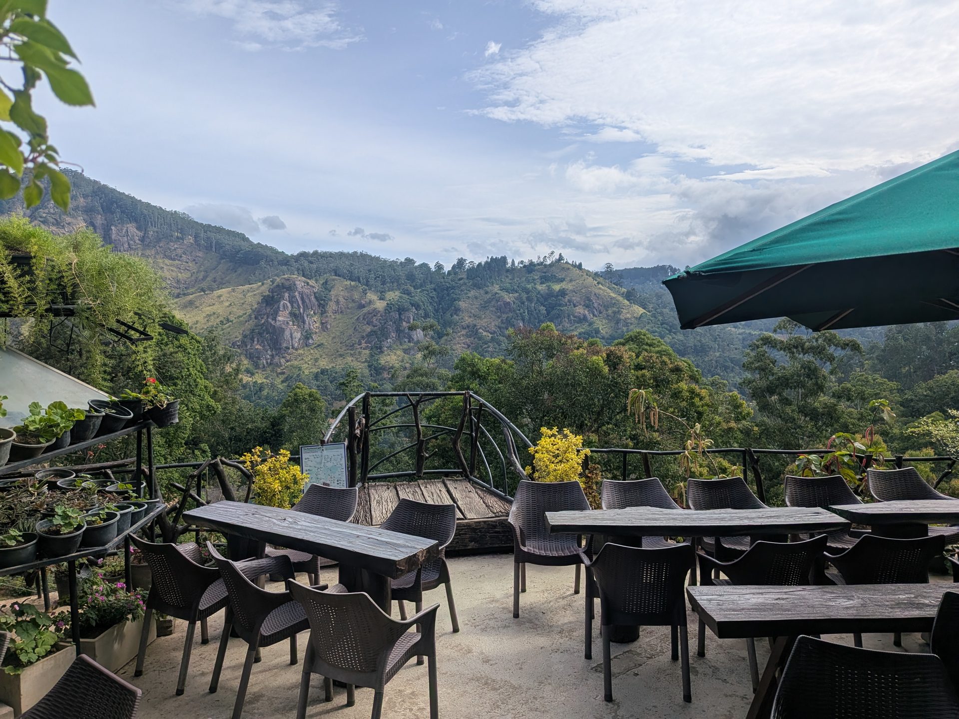 Terrace with valley views at The Plate by Flower Garden