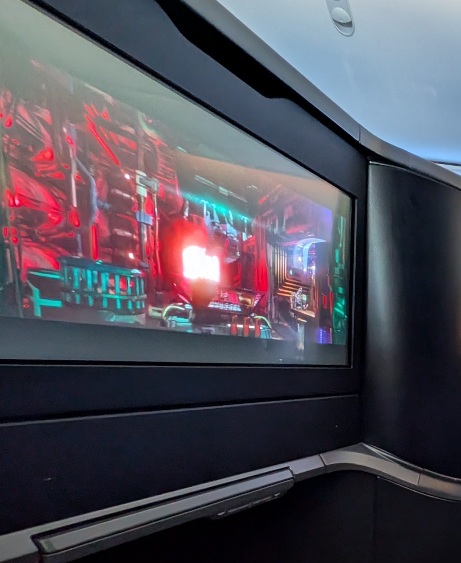 Large entertainment screen built into the Turkish Airlines 787-9 business class seat