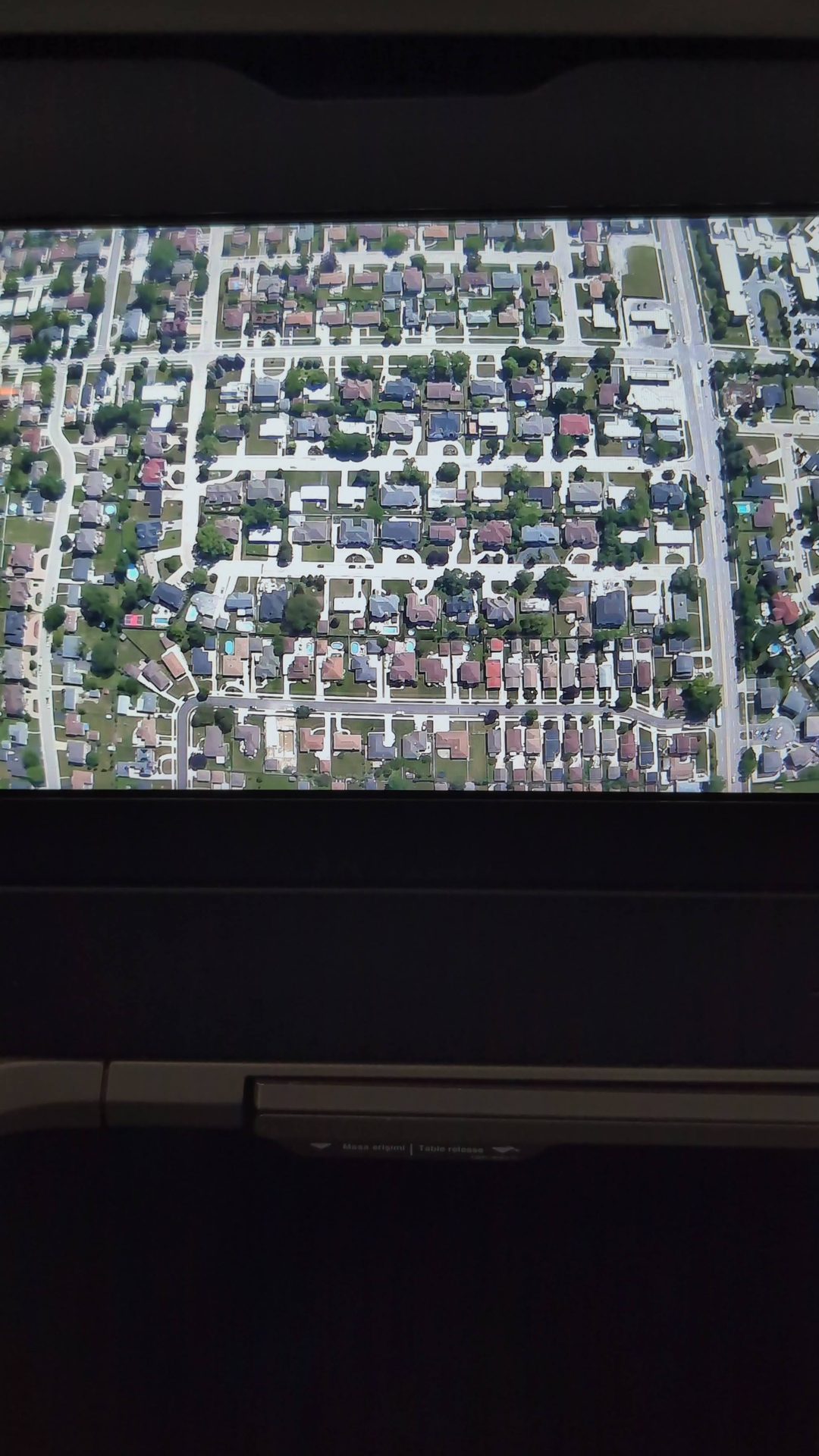Live camera view of Chicago neighborhoods on the Turkish Airlines entertainment screen