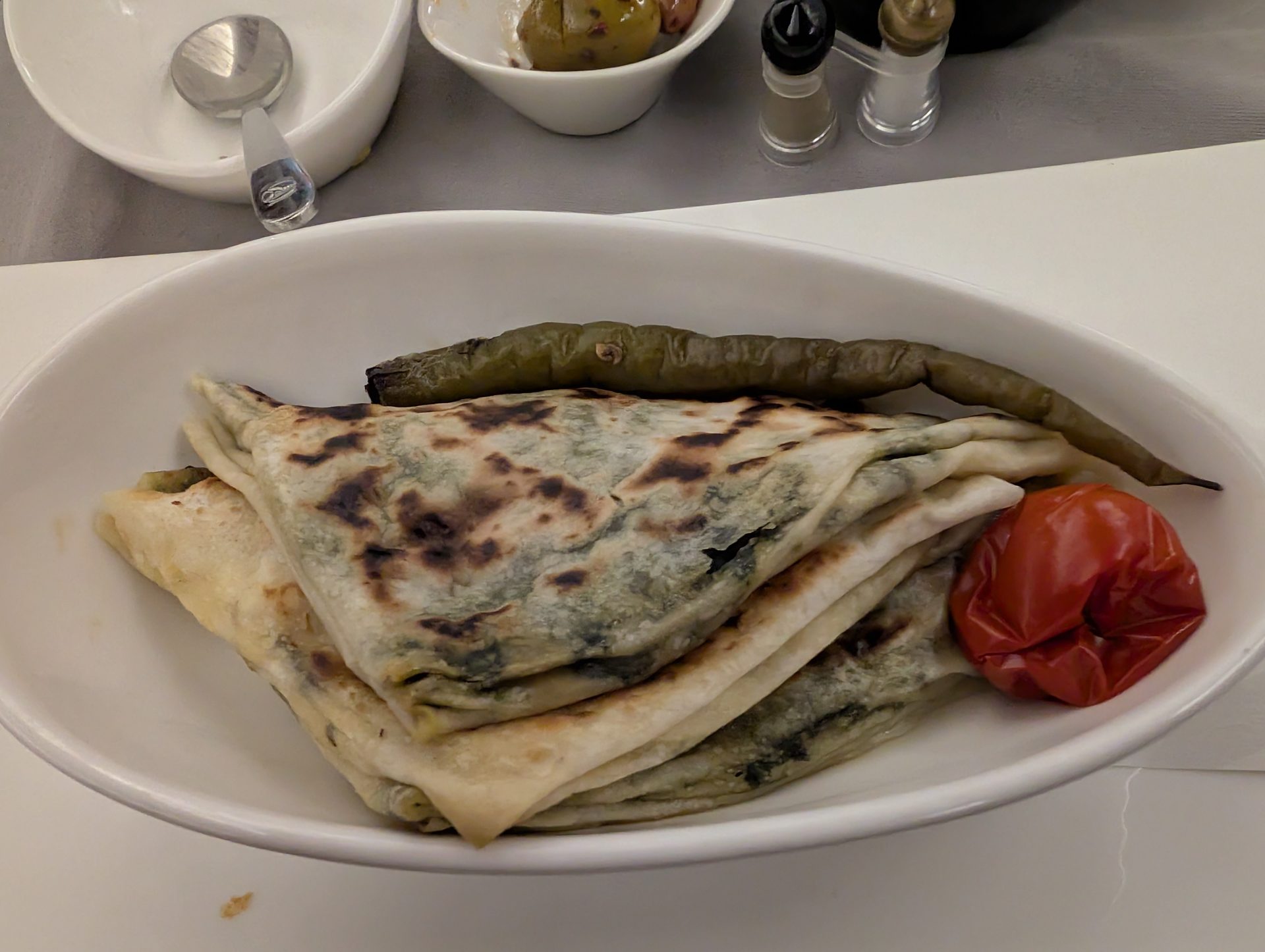 Gözleme served in Turkish Airlines business class