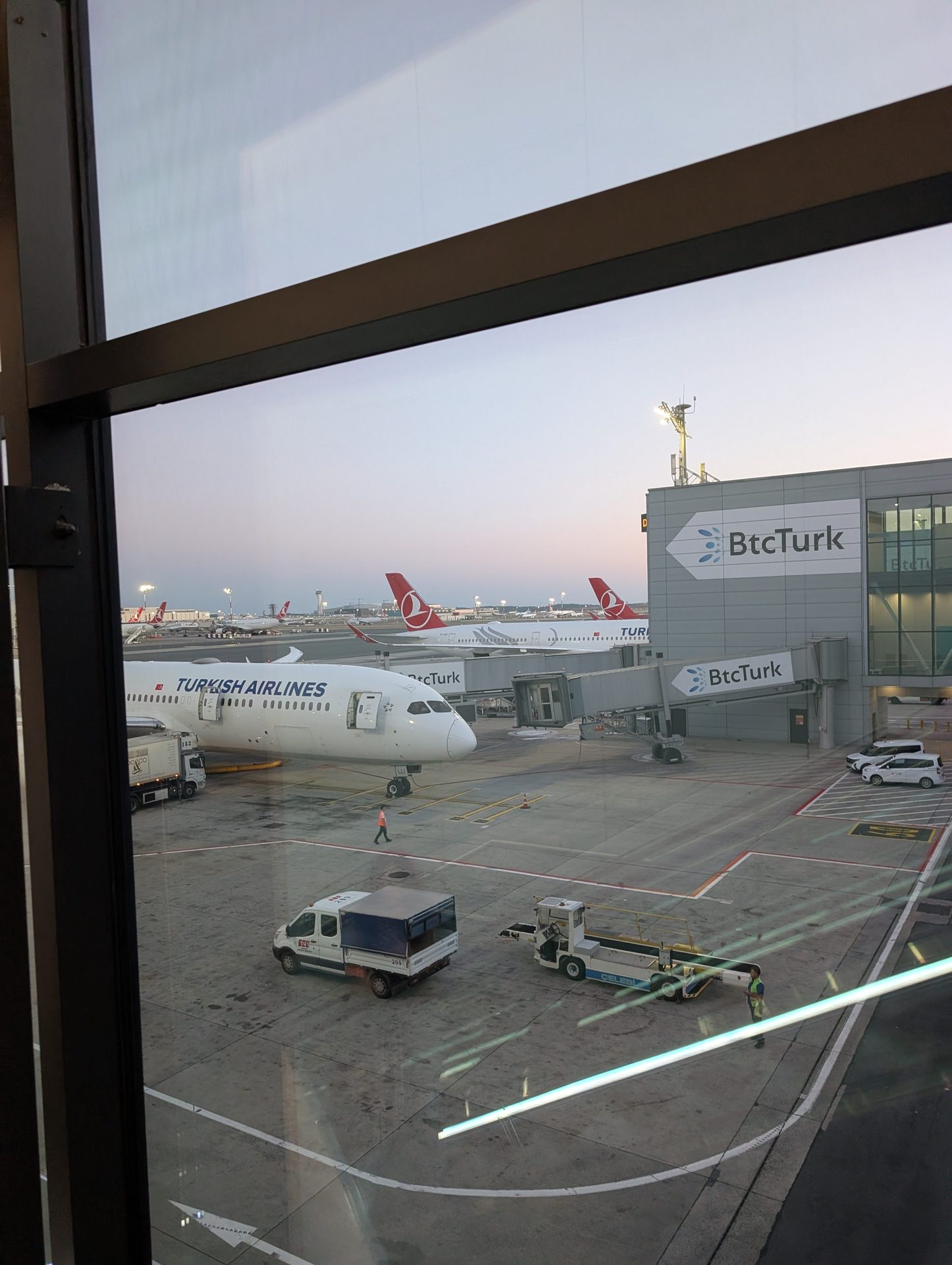 Turkish Airlines planes at the gates at Istanbul Airport