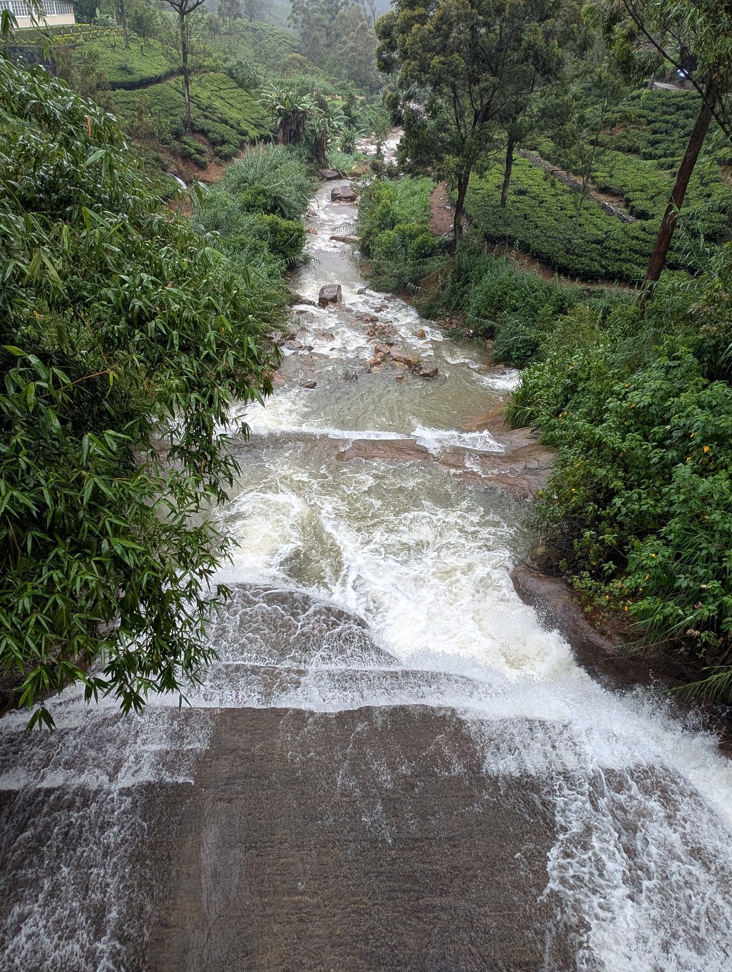 Waterfall cascade in tea country near Nuwara Eliya